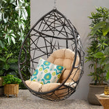 Christopher Knight Home Isaiah Indoor/Outdoor Wicker Tear Drop Hanging Chair (Stand Not Included), Multi-Brown and Tan Christopher Knight Home