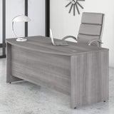 Bush Business Furniture Studio C 72W x 36D Bow Front Desk in Platinum Gray Bush Furniture