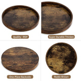 Hanobe Decorative Coffee Table Tray: Brown Wood Tray Round Rustic Wooden Trays Circle Farmhouse Centerpiece Candle Holder for Home Decor Ottoman Counter Display Living Room Organizer 12" Hanobe