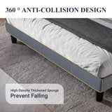 Allewie Full Size Bed Frame with Button Tufted Wingback Headboard, Modern Fabric Upholstered Platform Bed Frame with Strong Wood Slat Support, No Box Spring Needed, Easy Assembly, Light Grey Allewie