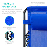 Best Choice Products Set of 2 Adjustable Steel Mesh Zero Gravity Lounge Chair Recliners w/Pillows and Cup Holder Trays - Cobalt Blue Best Choice Products