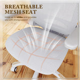 GABRYLLY Ergonomic Office Chair, High Back Home Desk Chair with Flip-Up Arms, Headrest, 90-120° Tilt and Wide Cushion, 400LBS White Mesh Chair for Work Gaming Study (GY01-NT, Woodgrain Pattern) GABRYLLY