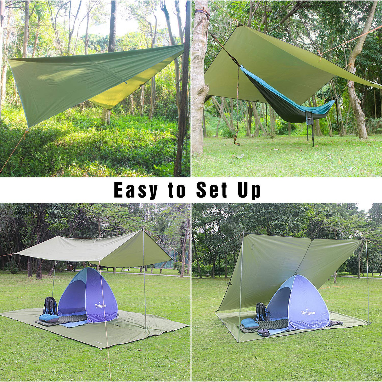 Unigear Hammock Rain Fly Waterproof Tent Tarp,13.1x9.8ft, UV Protection and PU 3000mm Waterproof, Lightweight for Camping, Backpacking and Outdoor Adventure Unigear