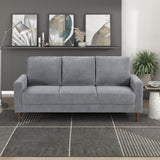 Lexicon Modern Sofa, Corduroy Fabric Upholstered Living Room Sofa, Couch with Brown Legs, Track Arms, Comfy Couch for Living Room/Bedroom/Apartment, 3-Seater, Gray Lexicon