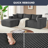 97" Boneless Couches for Living Room, Cloud Couch Sectional with Deep Seat, Comfy Couch with L-Shaped Chaise, Minimalist Upholstered Modular Sectional Sofa, No Assembly Required (Corduroy,Grey) Huatean Home