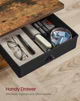 VASAGLE Printer Stand, Under Desk Printer Stand with Wheels, Drawer with Divider, Bottom Shelf, Fits Inkjet, Laser, Photo, All-in-One Printers, Home Office, Rustic Brown and Ink Black UOPS004B01 VASAGLE