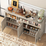 knoworld Buffet Cabinet with Storage Farmhouse with 4 Doors, 55'' Large Kitchen Storage Cabinet Wood Coffee Bar Buffet Sideboard for Kitchen, Dining Room, Entryway knoworld