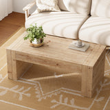 COZAYH Modern Rustic Wood Coffee Table with Thick Legs, Rectangular Living Room Center Table, Natural Finish Design, Sturdy Farmhouse Style for Home Decor, Office, Brown COZAYH