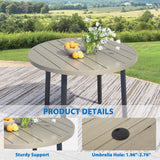 Seekverse 5-Piece Outdoor Dining Set, Round Metal Table with 4 Grey Chairs, Teak Patio Table with Umbrella Hole for Garden, Yard, Patio Seekverse