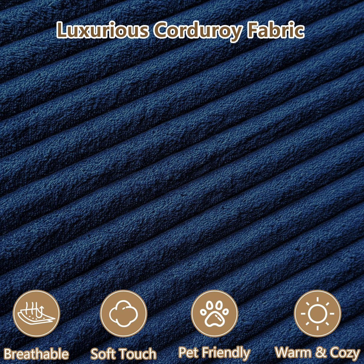 96" Modular Sectional Couch, Boneless L Shaped Cloud Sofa with Chaise Lounge, Corduroy Upholstered Couches Memory Foam Deep Seat, No Assembly Required, Ideal for Living Room(Blue, Right Facing) Lakifun