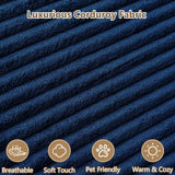 96" Modular Sectional Couch, Boneless L Shaped Cloud Sofa with Chaise Lounge, Corduroy Upholstered Couches Memory Foam Deep Seat, No Assembly Required, Ideal for Living Room(Blue, Right Facing) Lakifun