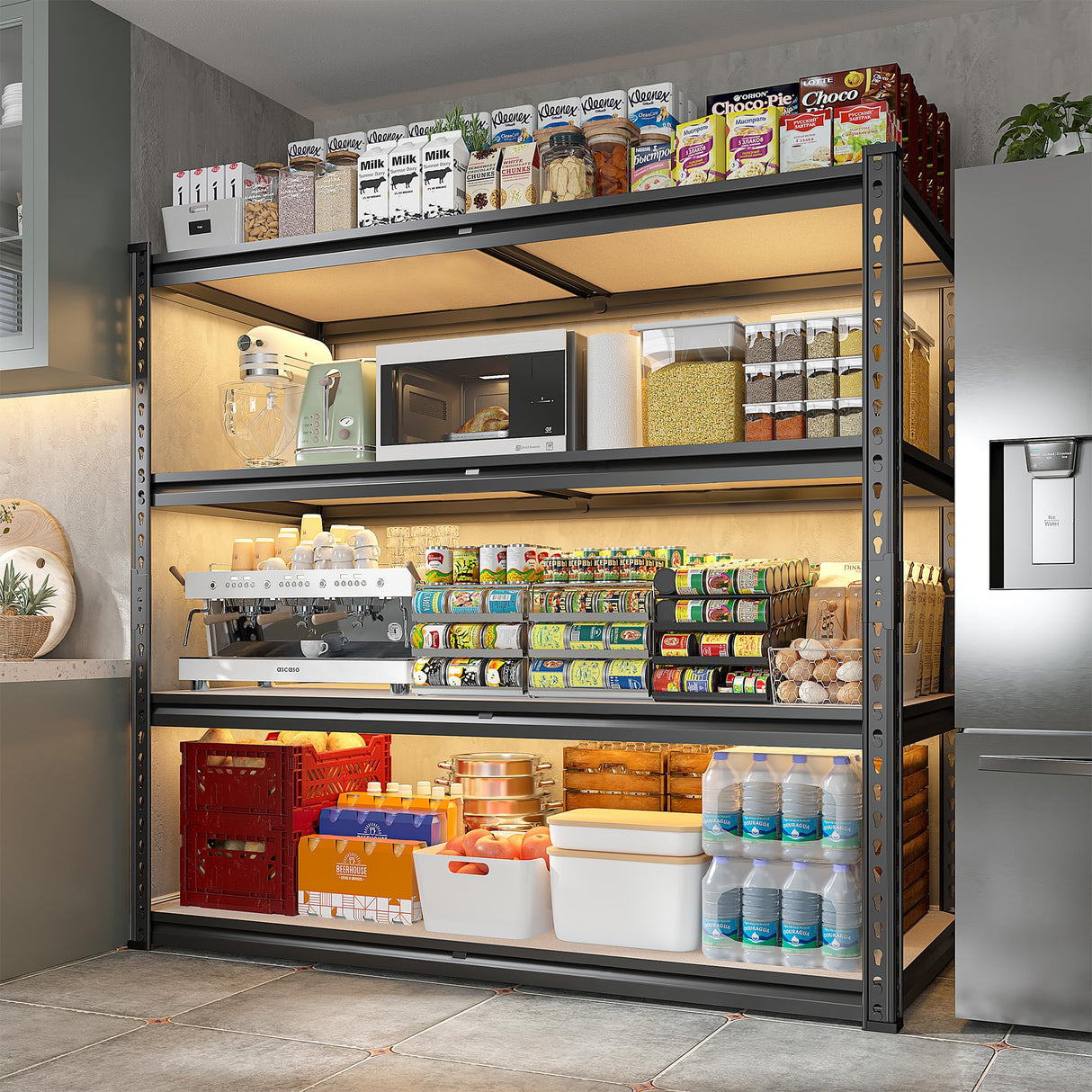 REIBII 40" W Garage Shelving 2000LBS Storage Shelves Heavy Duty Shelving 4 Tier Adjustable Metal Shelves for Garage Shelves Storage Rack Closet Shelving Pantry Shelves Utility Shelf,40" W*20''D*60''H REIBII