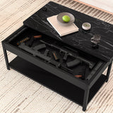 Hidden Gun Compartment Table Furniture with Fingerprint Lock, Modern Storage Drawer Secret Safe Shelf for Living Room and Bedroom Cabinet CQSXDA