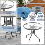 6 Pieces Patio Dining Set with Umbrella, Outdoor Furniture Set with 4 Folding Dining Chairs, Garden Patio Furniture Set with Umbrellas, Tempered Glass Top Dinings Table PeakPursuit