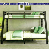 TIHWOALL Latest Upgrade & Stronger Full XL Over King Size Bunk Bed, Thickened More Rust-Proof Metal Heavy Duty Steel King Bunk Bed with Enhanced Legs & Slats (Easier Assembly) (Twin XL Over Queen) TIHWOALL