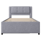 Merax Full Size Upholstery Platform Bed with Trundle,Trundle can be Flat or Erected, Modern Bed Frame with Linen Headboard for Kids, Adults, No Box Spring Needed, Gray Merax