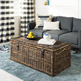 happimess HPM9000B Caden 46" Wicker Storage Trunk, Collapsible for flat storage, Rattan-Sarang Buaya, Coastal for Office, Dorm Room-LivingRoom, Bedroom, Dining Room, Brown happimess