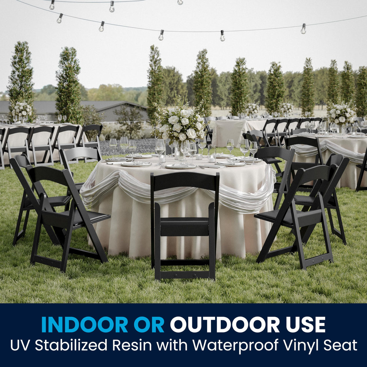 Flash Furniture Hercules™ Series Folding Chair - Black Resin – 1000LB Weight Capacity Comfortable Event Chair - Light Weight Folding Chair Flash Furniture