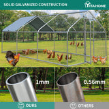 DWVO Large Metal Chicken Coop with Top Cover, 19.7'Lx9.8'Wx6.4'H Large Poultry Cage with Run, Chicken Run House Duck Cage Rabbits Coop for Outdoor Yard Farm DWVO