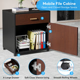 Tribesigns 70.8-Inch Executive Desk with File Cabinet, Large L Shaped Computer Desk with Storage Cabinet, L Shaped Desk with Drawer Cabinet, Dark Walnut & Black Tribesigns