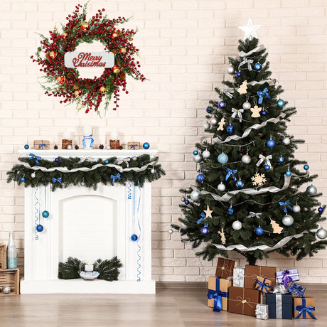 KORSMV 20 inch Christmas Wreaths for Front Door Winter Door Wreath with red Berry,Gold and red Christmas Ball for Front Door Indoor Outdoor Farmhouse Festival Home Decor KORSMV