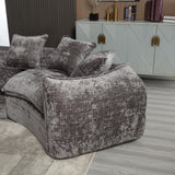 SmartEdge 125'' Modular Curved Sofa Couch, Chenille Deep Seat Sofa with 5 Pillows, Comfy 5 Seat Sofa Cloud Couch, Modular Sectional Sofa for Living Room Apartment Office, Grey SmartEdge