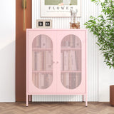 Fumedo 2 Mesh Door Metal Storage Cabinet for Bed Room,Living Room,Home,Hotel,Office,Garage,Kitchen,3-Tier,2 Removable Shelves (Mesh Door Cabinet, Pink) Fumedo