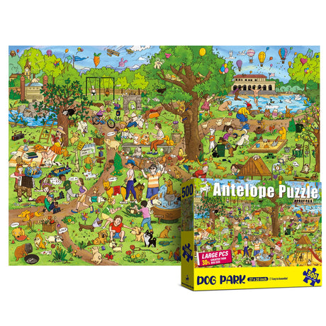 Antelope - 500 Piece Large Format Jigsaw Puzzle for Adults, Dog Park Jigsaw Puzzles 500 Pieces, Large Pieces, No Dust Puzzles for Senior Citizen, 500 PC, Non-Glare Finish, Interlock Smoothly ANTELOPE