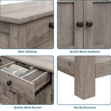 HOSTACK Farmhouse Console Table with 2-Door Cabinet & 2 Drawers, Coffee Bar, Entryway Table with Storage Shelf, Sofa Tables Buffet Sideboard for Kitchen, Hallway, Dining, Living Room, Ash Gray HOSTACK