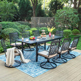 PHI VILLA 9 Pieces Outdoor Dining Set, Expandable Metal Table (64"-82") and 8 Swivel Dining Chairs – Perfect for Patio, Garden, Deck, Porch, and Yard, 9PCS Outdoor Dining Set Style 2 PHI VILLA