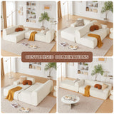 Huatean Home 107" Modular Sectional Sofa, Sponge Sofa for Living Room, High Density Sponges Cloud Couch,Modular L-Shape Sofa Couch with Chaise, (Beige) Huatean Home