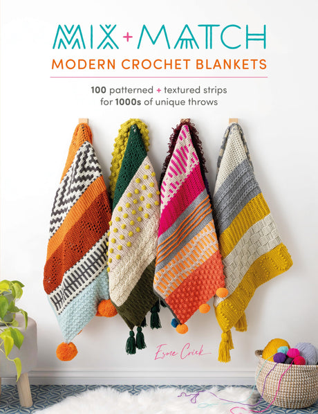 Mix and Match Modern Crochet Blankets: 100 patterned and textured stripes for 1000s of unique throws WoodArtSupply