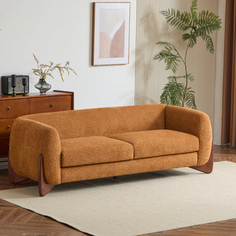Christopher Knight Home Almab 82 Inches Sofa Couch, Cozy Boucle Upholstered 3-Seater Sofa, Wood Frame Couch, Comfy Couches for Living Room and Office, Modern Sofa, Caramel Brown Christopher Knight Home