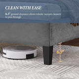 Yaheetech Full Bed Frame Velvet Upholstered Platform Bed with Curved Headboard, Height-Adjustable Headboard/Noise-Free/Wooden Slats Support/No Box Spring Needed/Easy Assembly, Dark Gray Full Bed Yaheetech