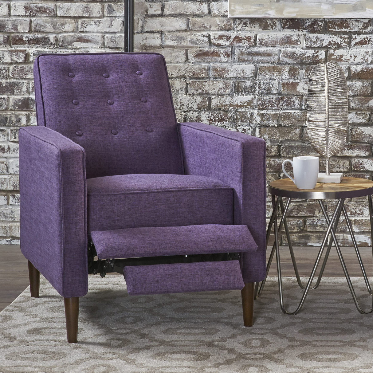 Christopher Knight Home Mervynn Mid-Century Modern Fabric Recliner,polyester, Muted Purple / Dark Espresso Christopher Knight Home
