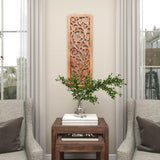 Deco 79 Wooden Floral Handmade Home Wall Decor Intricately Carved Acanthus Wall Sculpture, Wall Art 12" x 1" x 36", Brown Deco 79