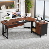 Tribesigns 63" Executive Desk with 31" File Cabinet, L-Shaped Office Desk with Drawer and Storage Shelves, Large Computer Desk Workstation Business Furniture Set for Home Office Tribesigns