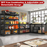 REIBII 72" H Garage Shelving 5-Tier Heavy Duty Storage Shelves 2000LBS Metal Storage Utility Rack for Commercial Warehouse Pantry Kitchen,Black,72" Hx 40" Wx18 D REIBII