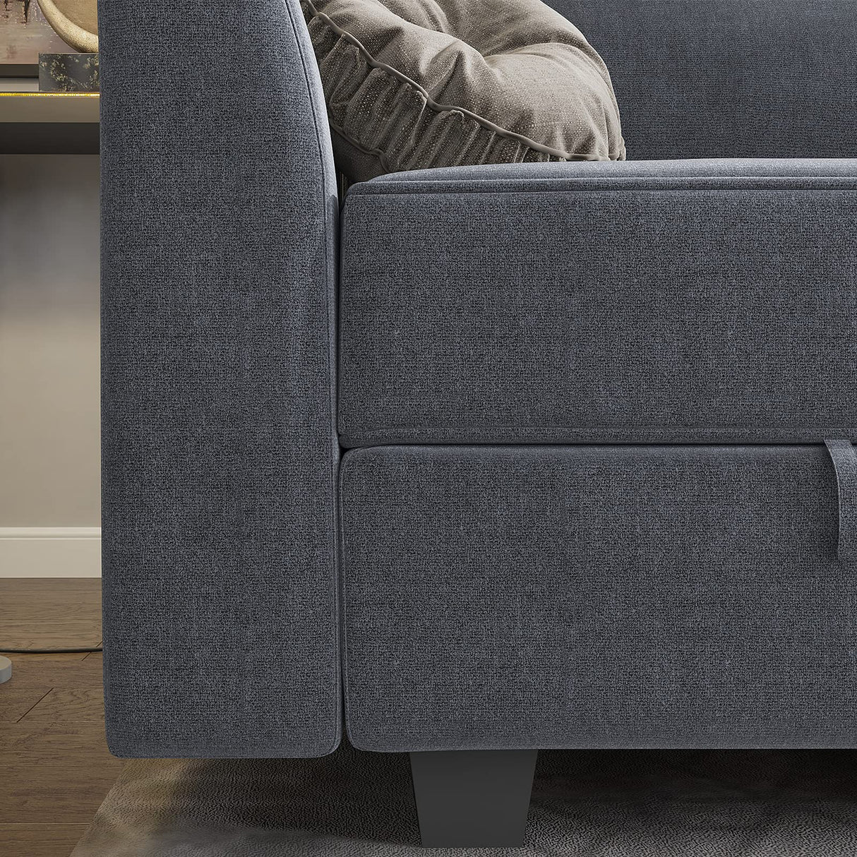 HONBAY Square Ottoman Module for Modular Sectional Sofa, Storage Ottoman Footrest and Seat Cube, Bluish Grey HONBAY