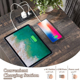 T4TREAM Nightstand with Charging Station, End Table, Side Table with 2 Drawers Storage Cabinet for Bedroom, Living Room, Farmhouse Design, Wood Rustic, Dark Rustic Oak T4TREAM