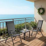 Yaheetech Patio Folding Dining Chairs Set of 2, Stackable Outdoor Lawn Chairs with 8 Adjustable Back Positions and Armrest for Garden, Lawn, Yard and Beach, Dark Gray Yaheetech