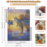 CEOVR Fishing Diamond Art Kits for Adults, Diamond Painting Dots DIY Gem Art, Adult Crafts Kits Wall Decor for Home Office 12x16in CEOVR