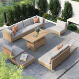 Grand patio 11-Piece Wicker Patio Furniture Set with Lift Top Coffee Storage Table, Outdoor Conversation Set Sectional Sofa with Water Resistant Thick Cushions, Cream Grand patio