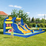 Ktaxon Inflatable Bounce House, Jumping Outdoor Air Castle Children Bouncer Double Water Slide with Air-Blower for Backyard, Park, Lawn (181" L x 181" W x 86.7" H) Ktaxon