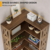 Tribesigns Rustic 5-Tier L Shaped Corner Bookshelf - 66-Inch Tall Storage Organizer for Living Room or Bedroom Tribesigns