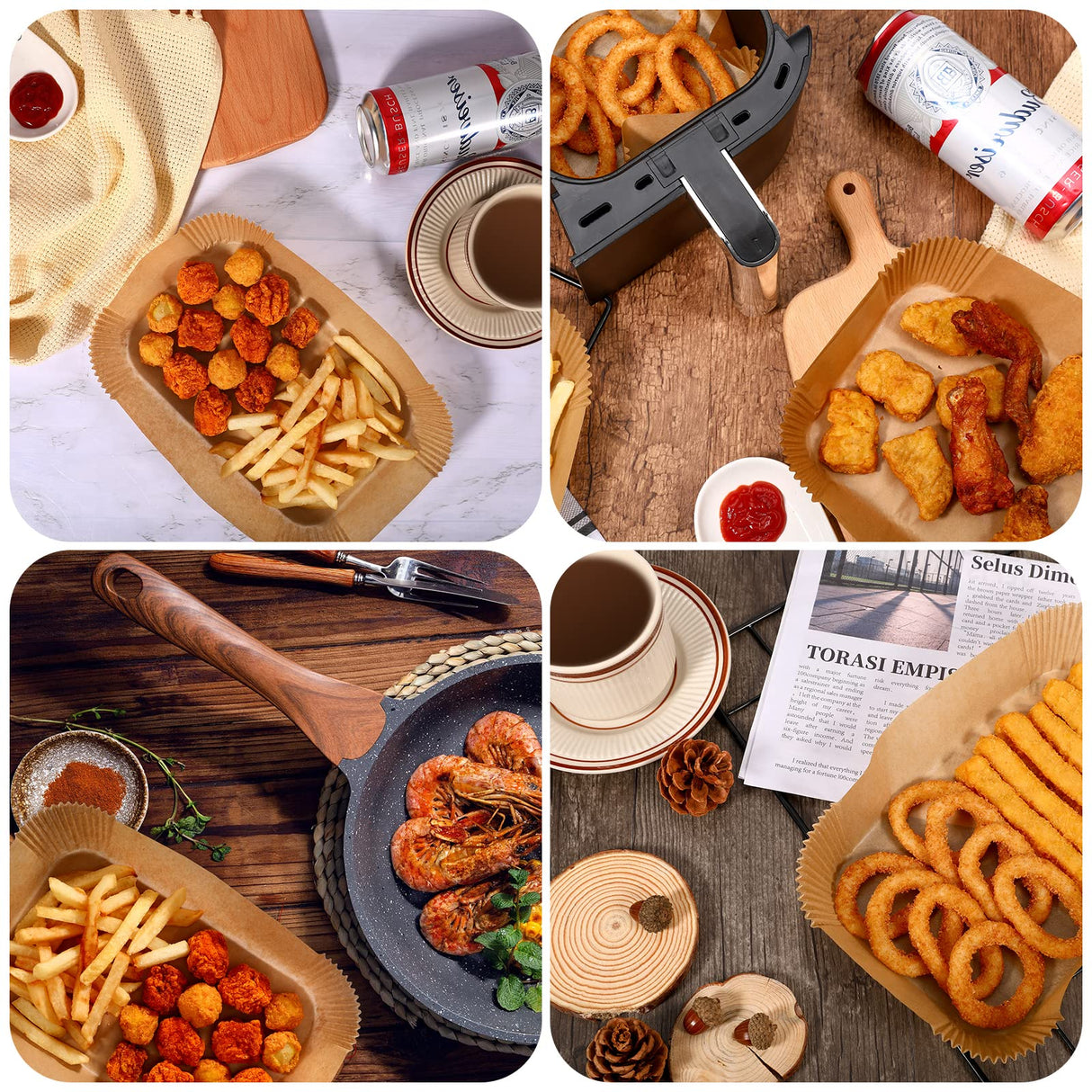 (125PCS) Air Fryer Liners, Disposable for Ninja Dual Air Fryer accessories, Parchment Paper liners rectangle 8.6''*5.5'',Air Fryer Disposable Paper Liner,With Air Fryer Accessories Cook Times. AYGXU