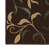 Machine Washable Leaves Design Non-Slip Rubberback 3x10 Traditional Runner Rug for Hallway, Kitchen, Bedroom, Living Room, 2'7" x 9'10", Brown Ottomanson