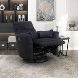 Lexicon Modern Swivel Glider Recliner Chair, Nursery Glider, Corduroy Fabric Upholstery Recliner with 2 Lumbar Pillows, Manual Reclining Sofa Chair for Living Room/Office/Apartment, Black Lexicon