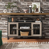 WLIVE TV Stand 55 inch TV, Tall Entertainment Center with Storage, Farmhouse Industrial TV Console for Bedroom Living Room, Greige WLIVE
