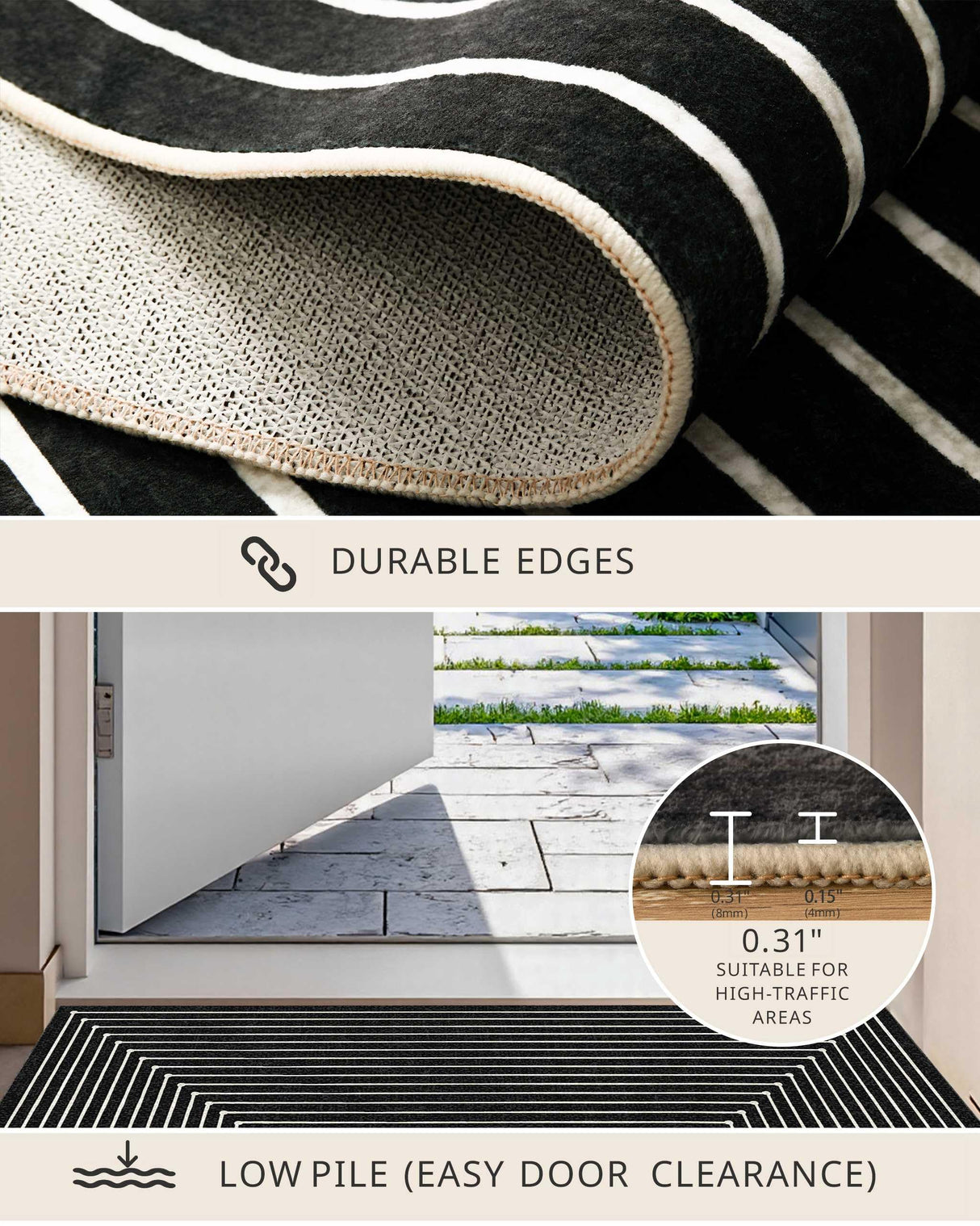 Latte&Fog 5x7 Area Rugs for Living Room Bedroom, Modern Abstract Washable Rug, Boho Non Slip Low Pile Carpet for Indoor Dining Room, Office, Dorm, Classroom, Farmhouse and Kids Room Latte&Fog